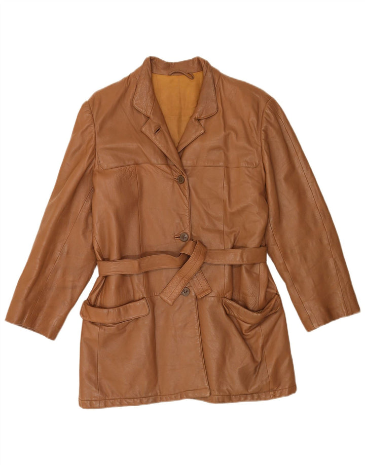 Chaqueta de cuero vintage para mujer IT 44 cuero marrón medio