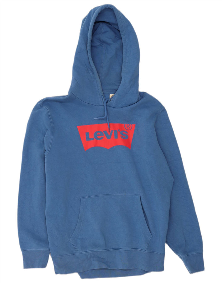Levi's Jersey con capucha y estampado estándar para hombre, color azul medio