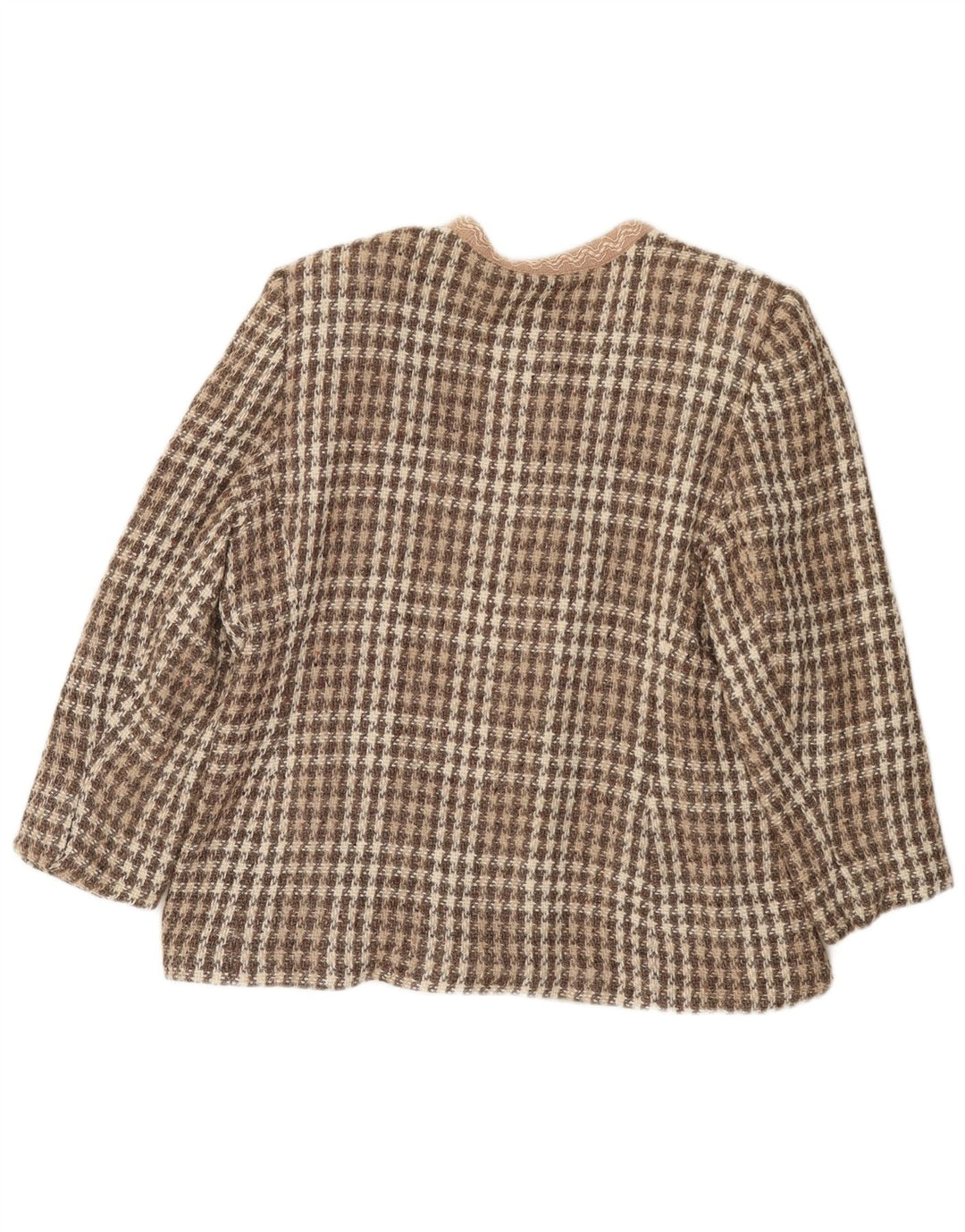 Vintage mujer 4 botones Blazer chaqueta IT 46 grande marrón Houndstooth
