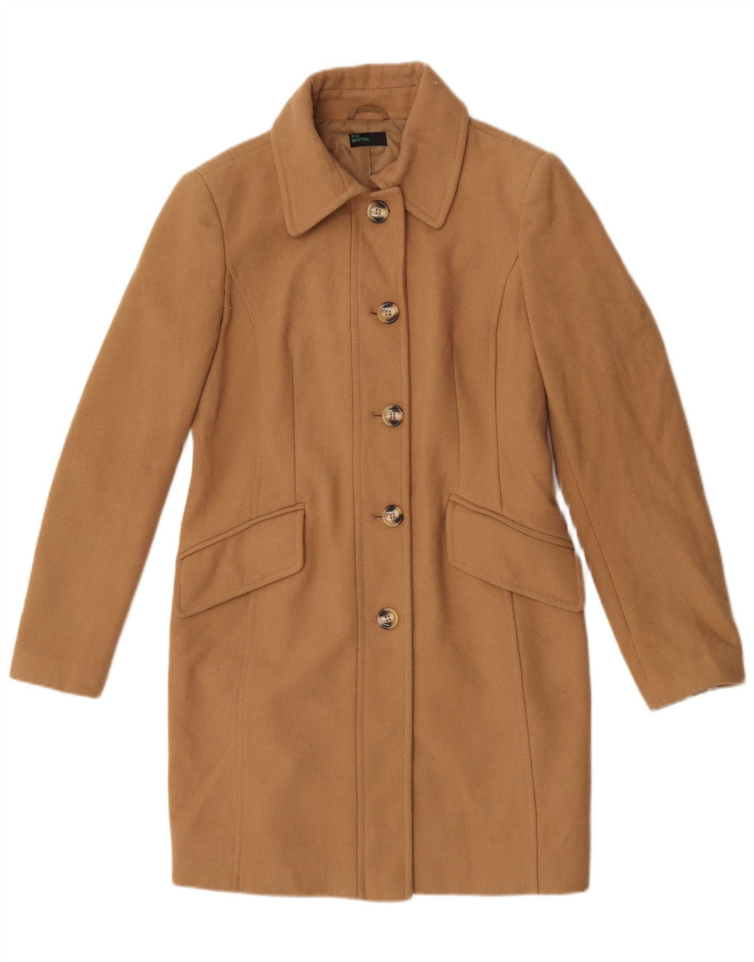 Abrigo Benetton Mujer ES 40 Lana Beige Medio