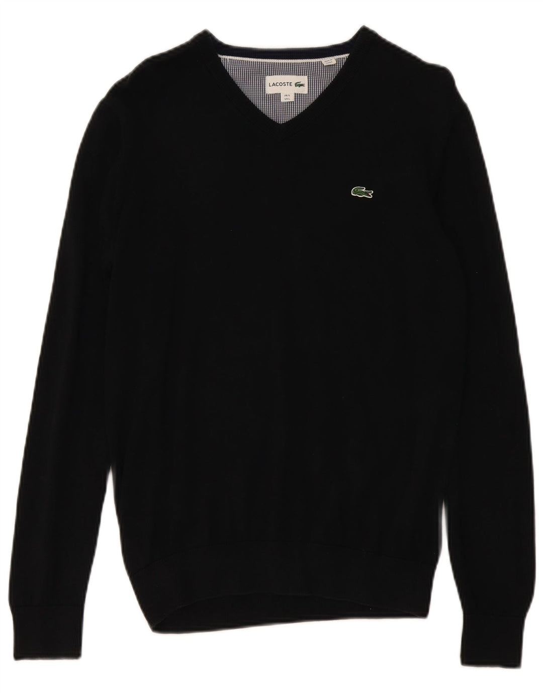 Lacoste Jersey con cuello en V para hombre talla 5 grande algodón negro
