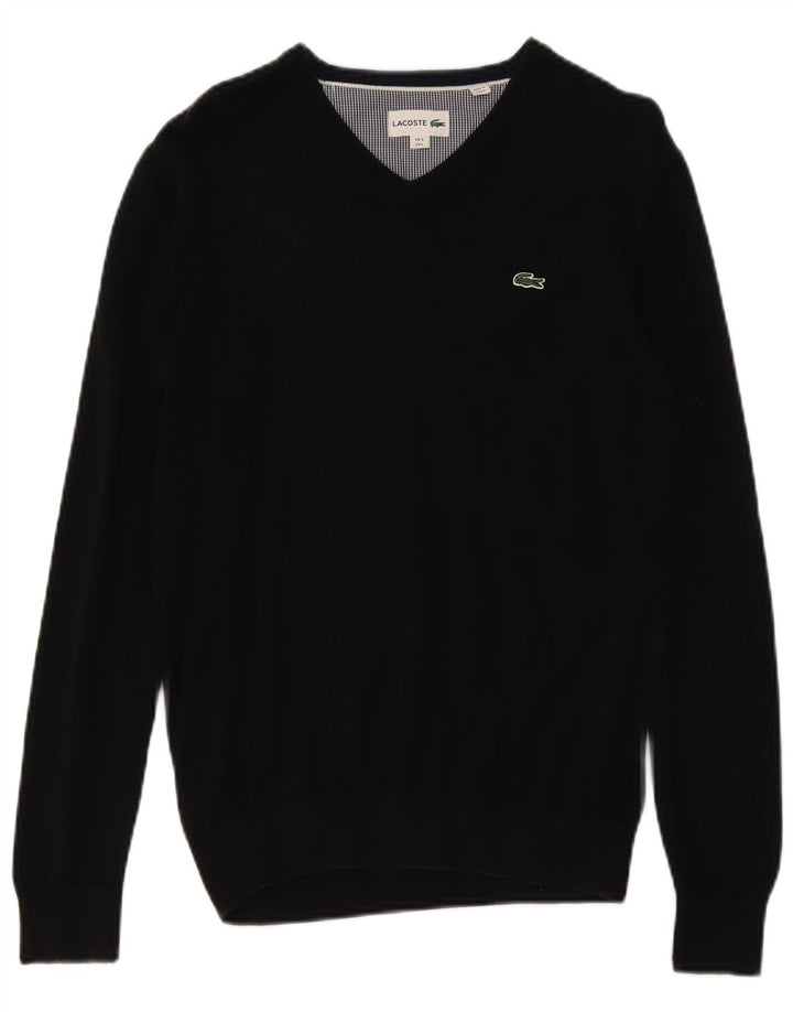 Lacoste Jersey con cuello en V para hombre talla 5 grande algodón negro