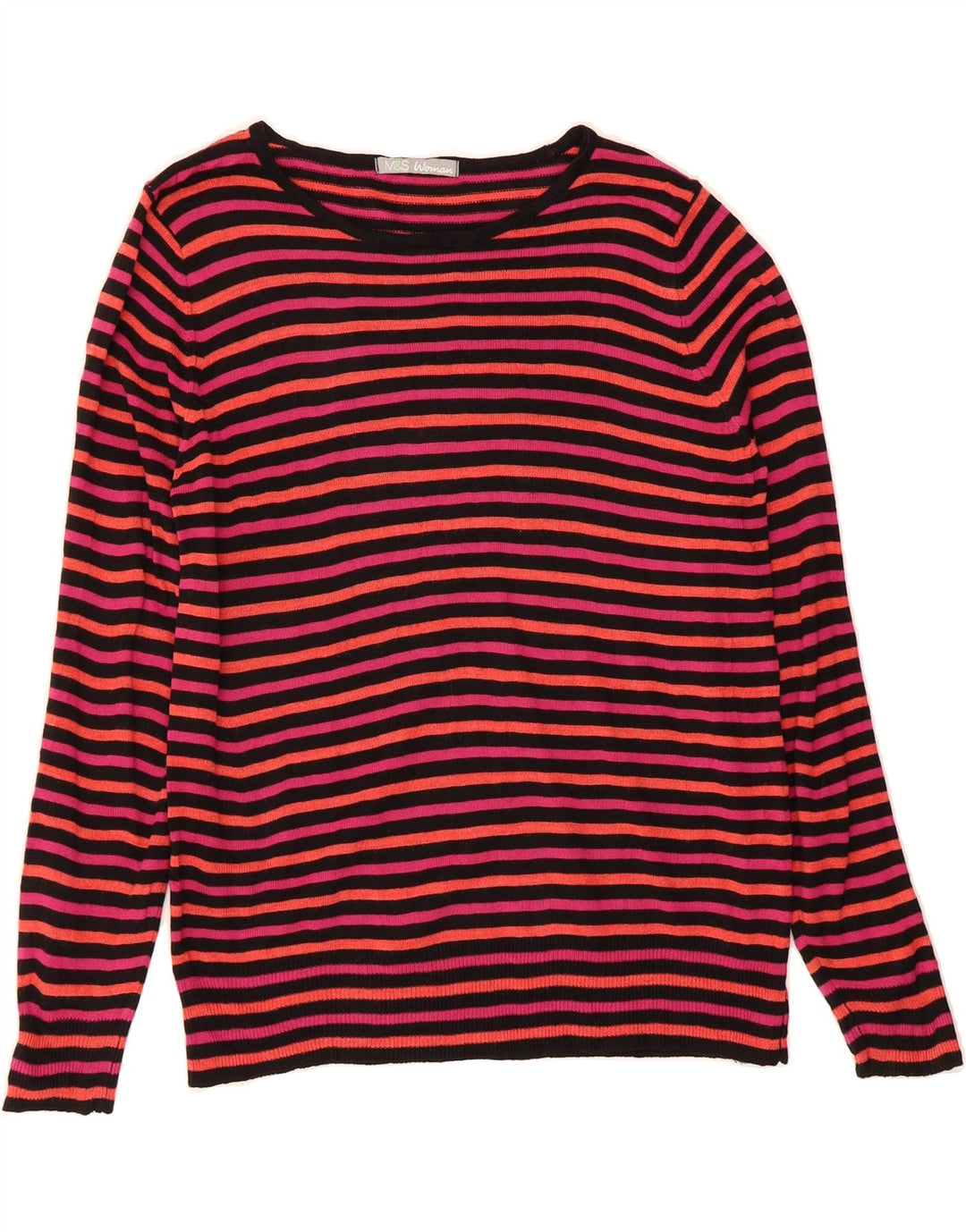 MARKS & SPENCER Womens Boat Neck Jumper Sweater UK 14 Large  Multicoloured Vintage Marks & Spencer and Second-Hand Marks & Spencer from Messina Hembry 
