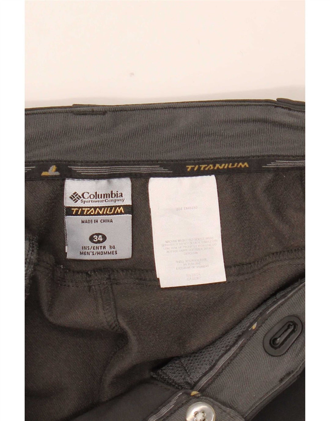 Columbia Pantalón cortavientos recto de titanio para hombre W34 L29 Poliéster gris