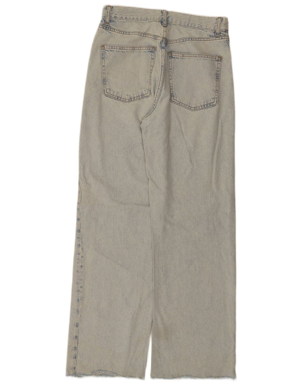 Zara Vaqueros de pierna ancha y cintura alta para mujer EU 38 Small W28 L31 Azul