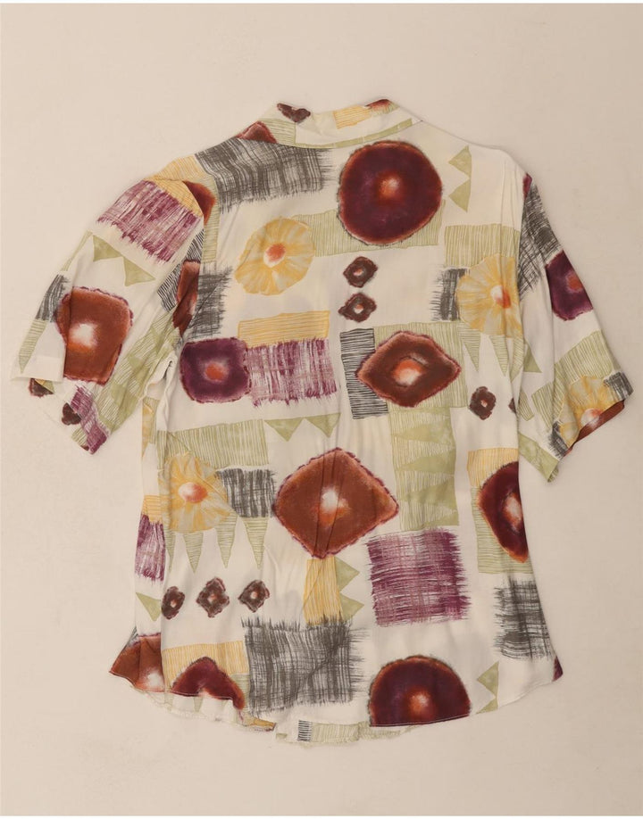 BELLA MODA  Womens Short Sleeve Shirt UK 14 Medium Multicoloured Geometric Vintage Bella Moda and Second-Hand Bella Moda from Messina Hembry 