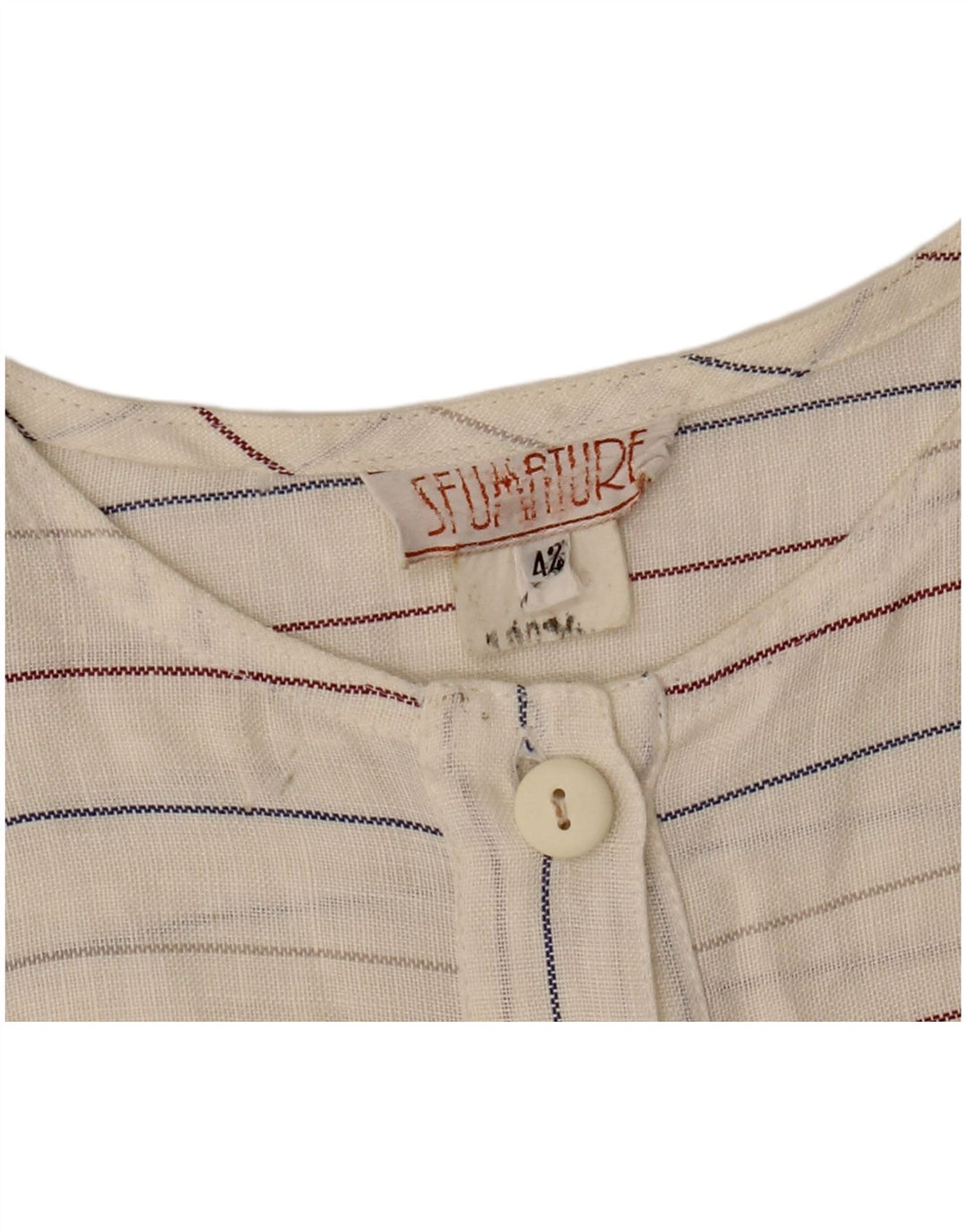 Vintage mujer sin mangas vestido de cambio IT 42 medio de rayas blancas