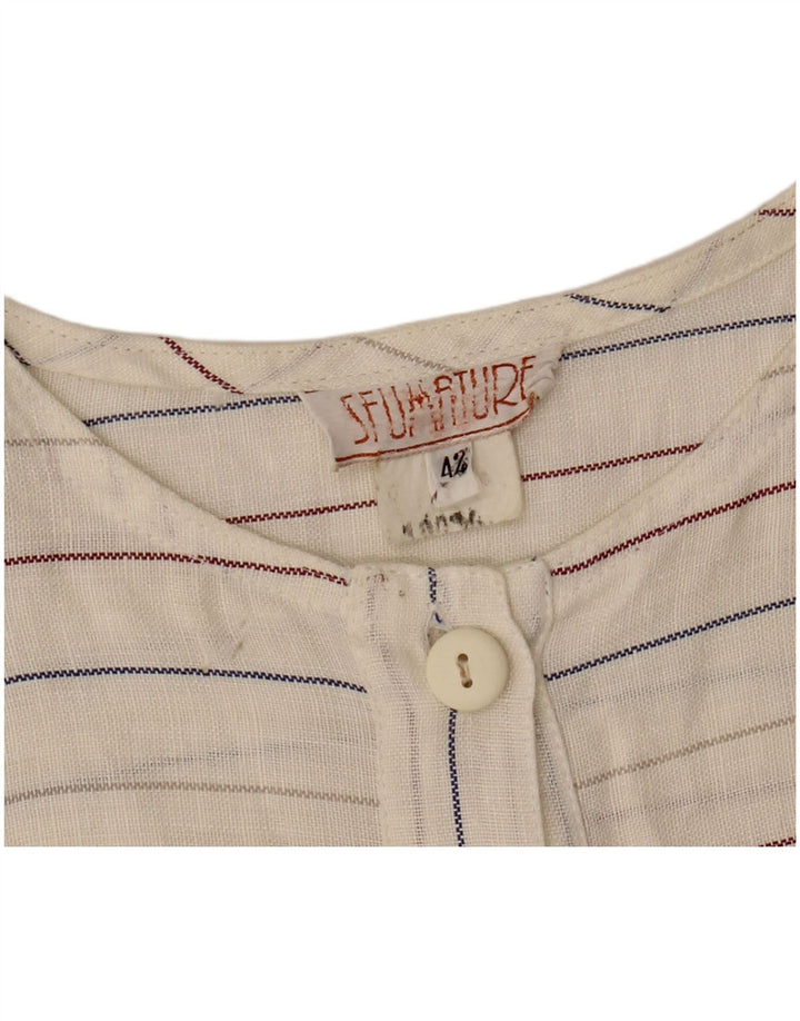 Vintage mujer sin mangas vestido de cambio IT 42 medio de rayas blancas