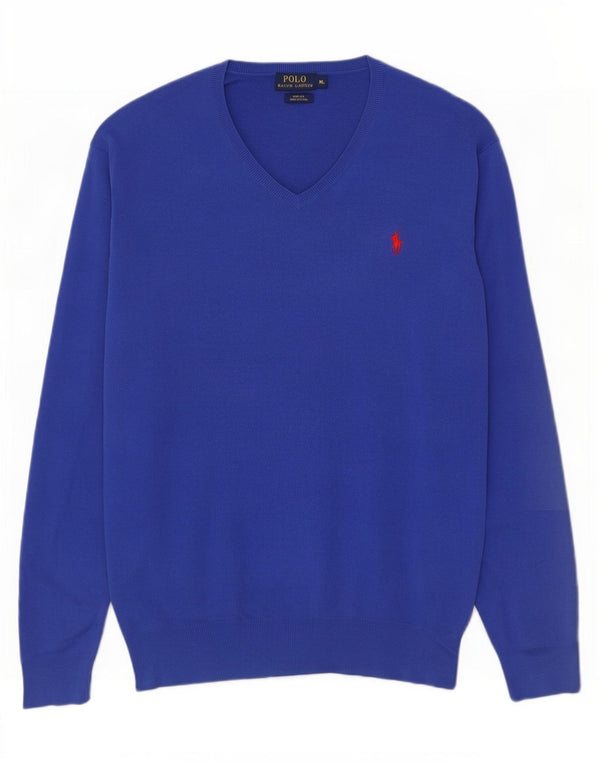 Polo Ralph Lauren Jersey Slim Fit con Cuello en V para Hombre XL Algodón Azul