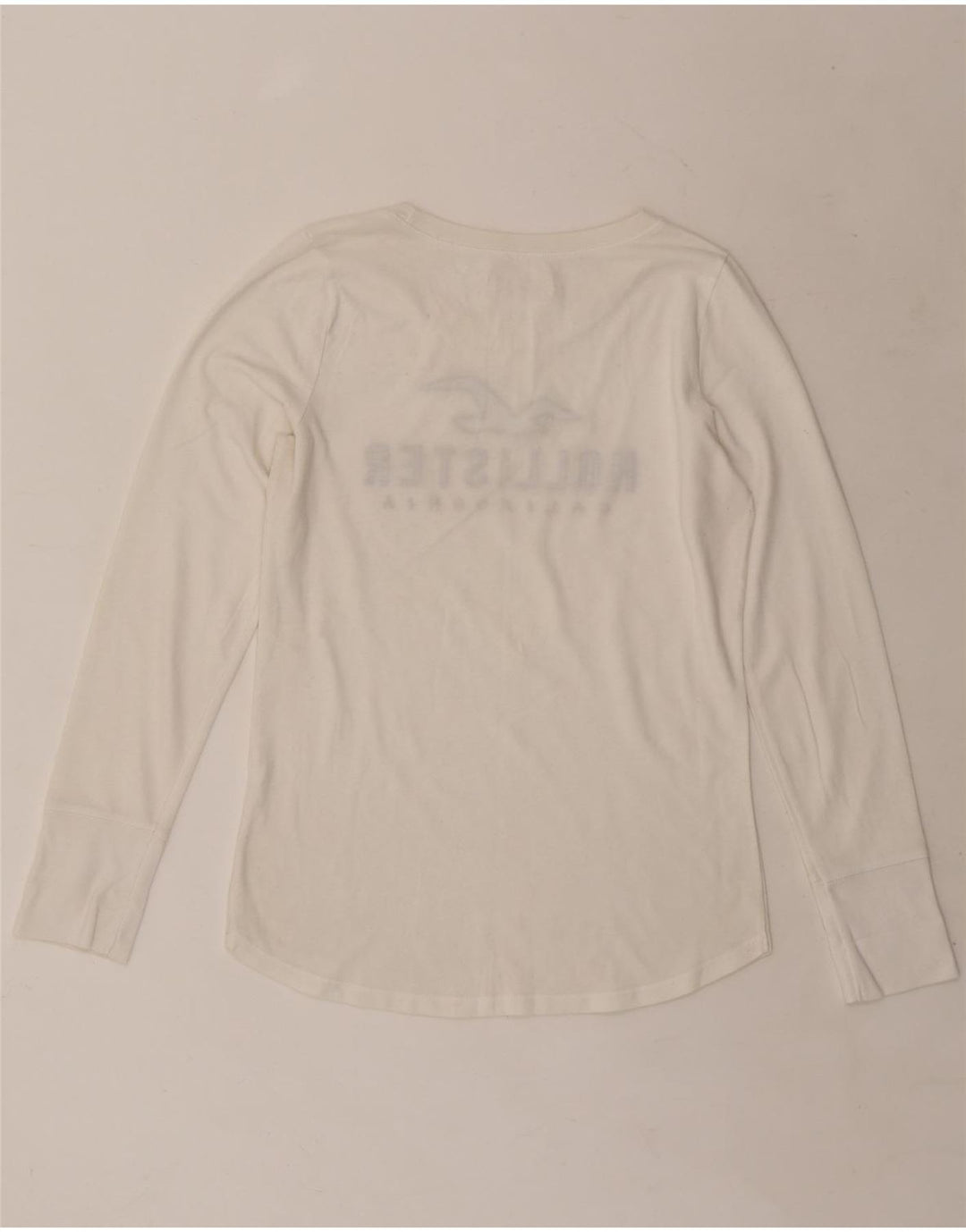 HOLLISTER Top gráfico para mujer de manga larga UK 14 Medium White