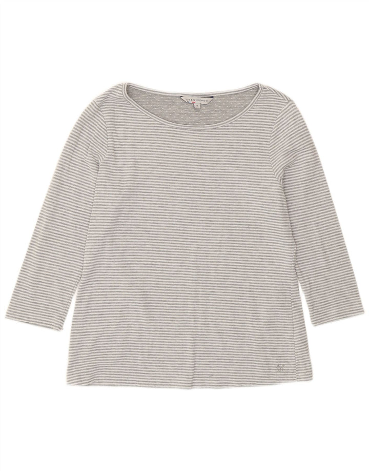 Crew Clothing Top para mujer manga 3/4 UK 46 Poliéster a rayas gris grande