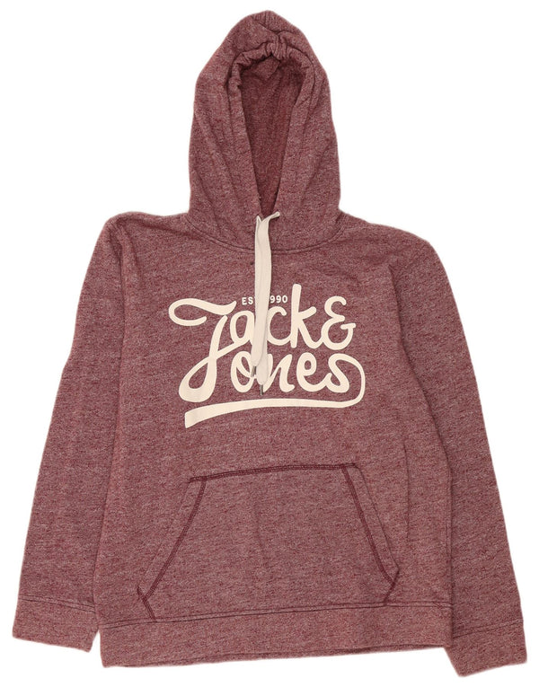 Jack & Jones Hombre Graphic Hoodie Jumper XL Borgoña Moteado Poliéster