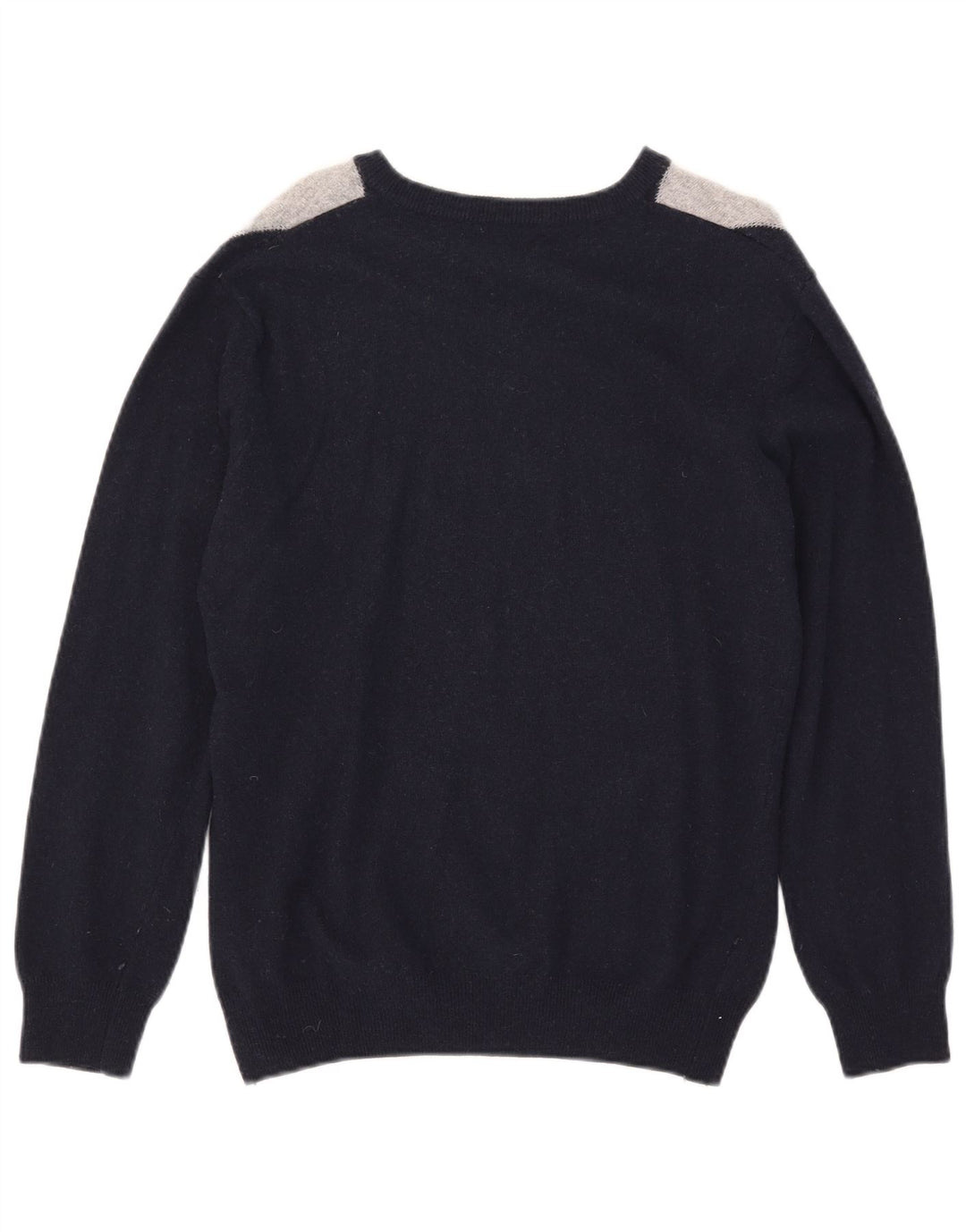 Filippo Riberti Mens V-Neck Jumper Sweater Small Navy Blue Argyle/Diamond