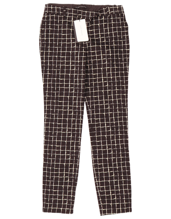 Zara Mujer Pantalón Chino Slim Small W26 L29 Algodón A Cuadros Negro