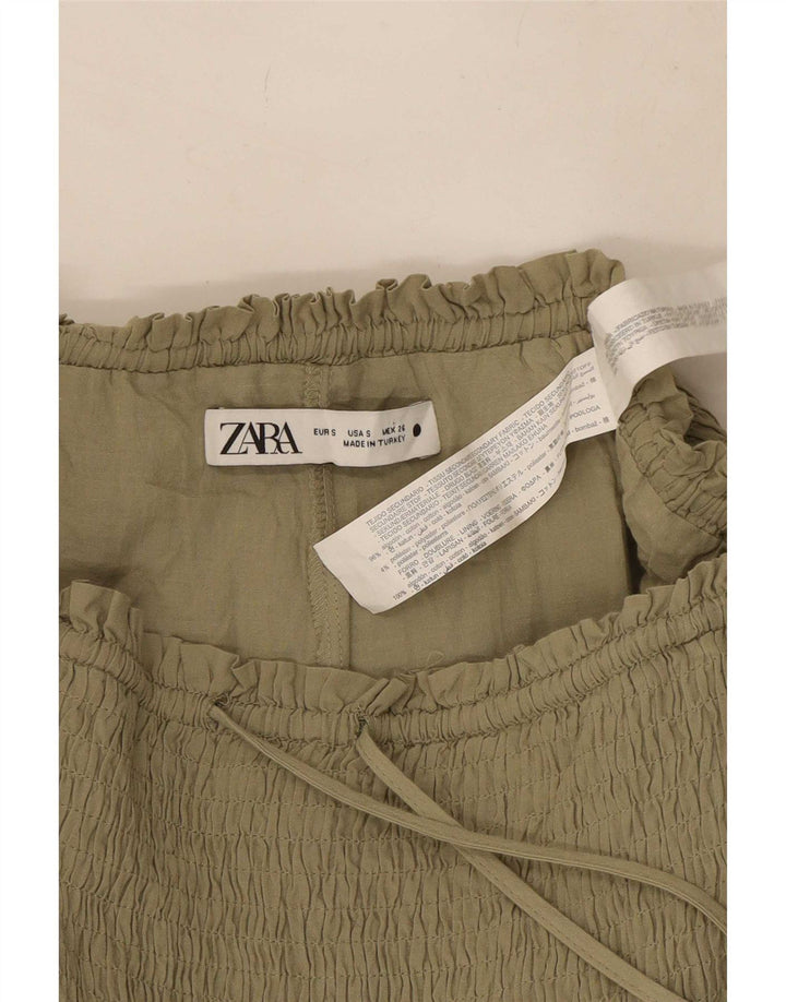 Zara Mujer Falda Pantalón UK 8 Small Algodón Caqui