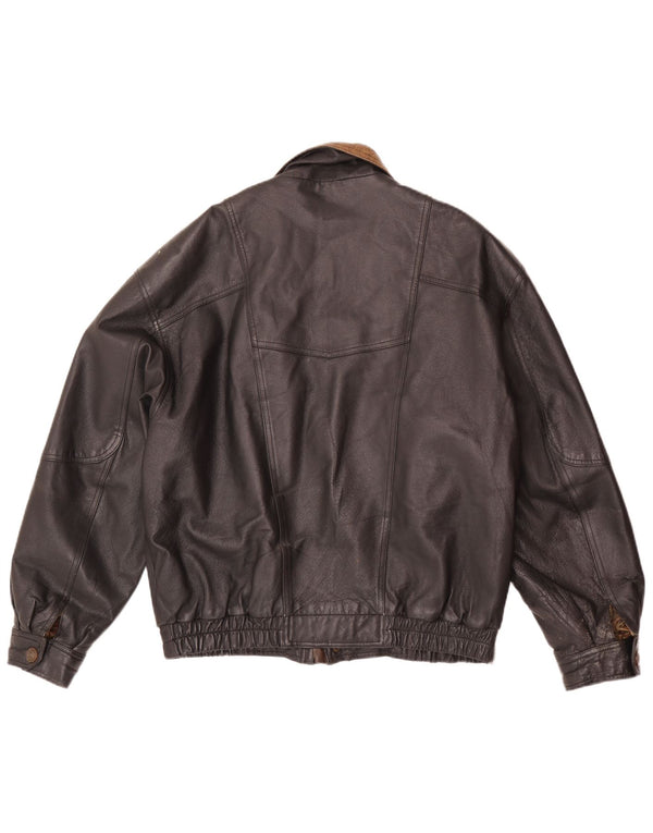 C&A Chaqueta Bomber de Cuero para Hombre EU 48 Mediana Negra