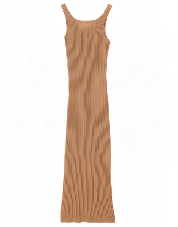 Shein Vestido ajustado sin mangas para mujer UK 8 Small Poliéster beige