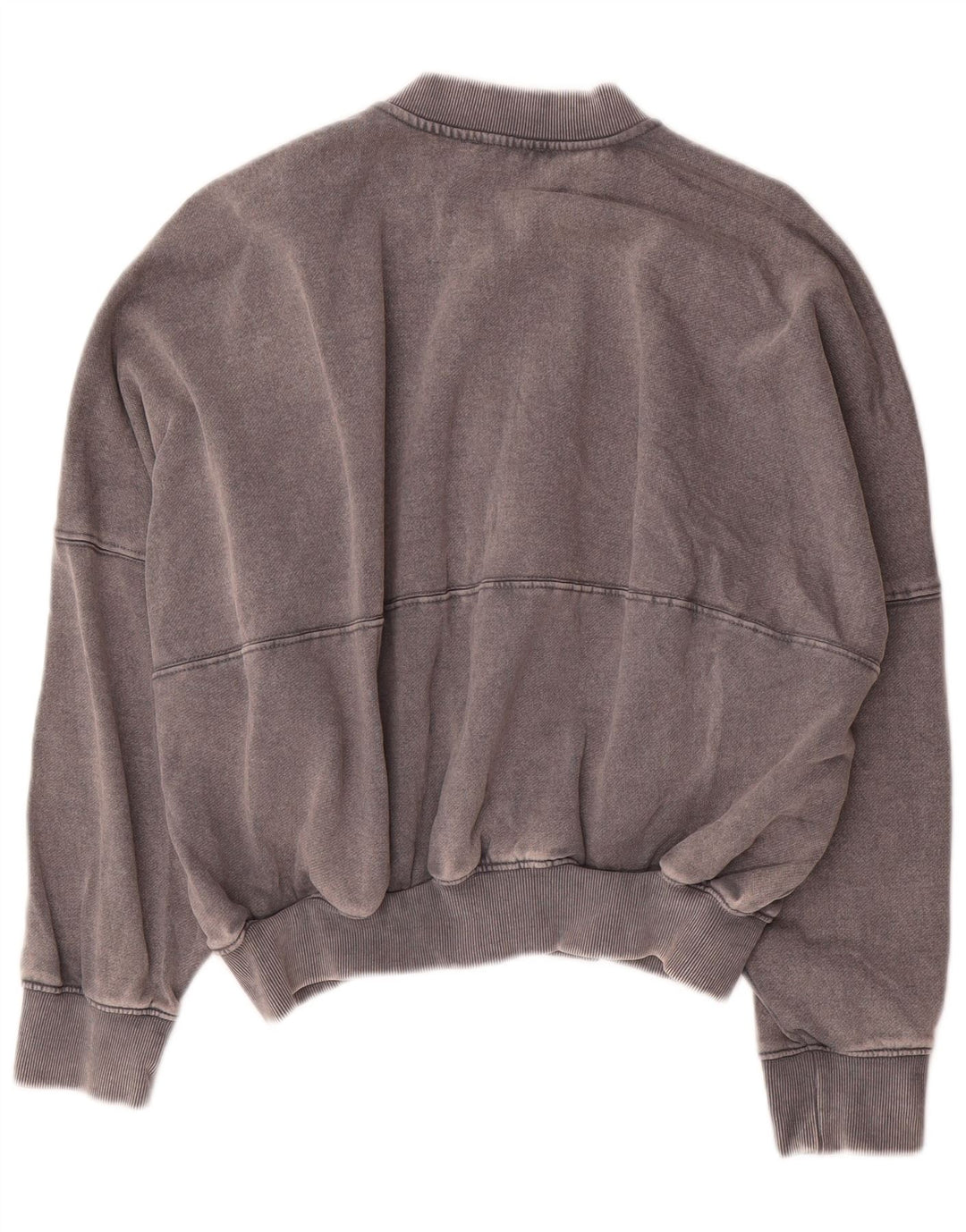 Zara Mujer Crop Oversize Chándal Top Chaqueta UK 10 Small Gris Algodón