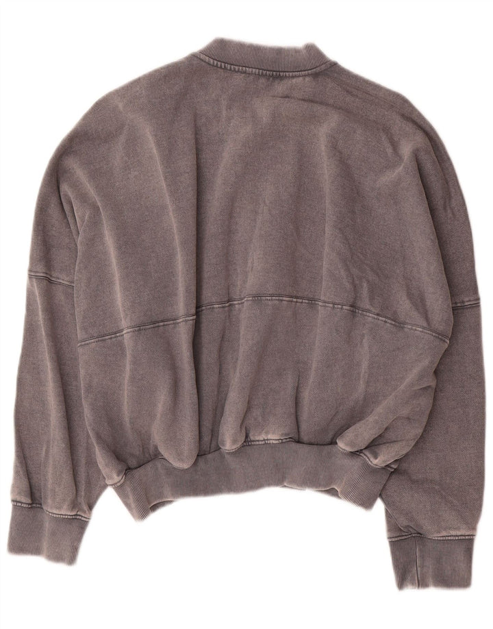 Zara Mujer Crop Oversize Chándal Top Chaqueta UK 10 Small Gris Algodón