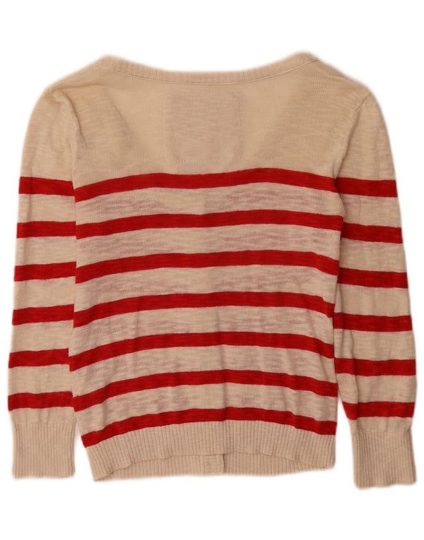 Abercrombie & Fitch Suéter tipo cárdigan para mujer Reino Unido 10 Pequeño Beige Rayas