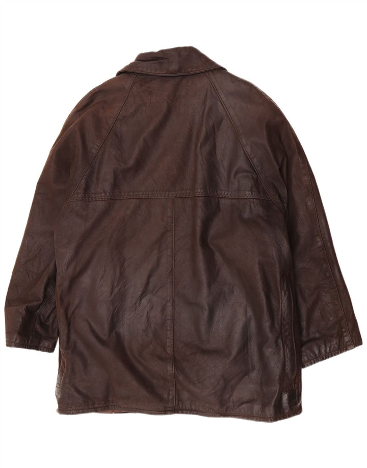 Vintage hombres suelta ajuste chaqueta de cuero Reino Unido 36 pequeño marrón