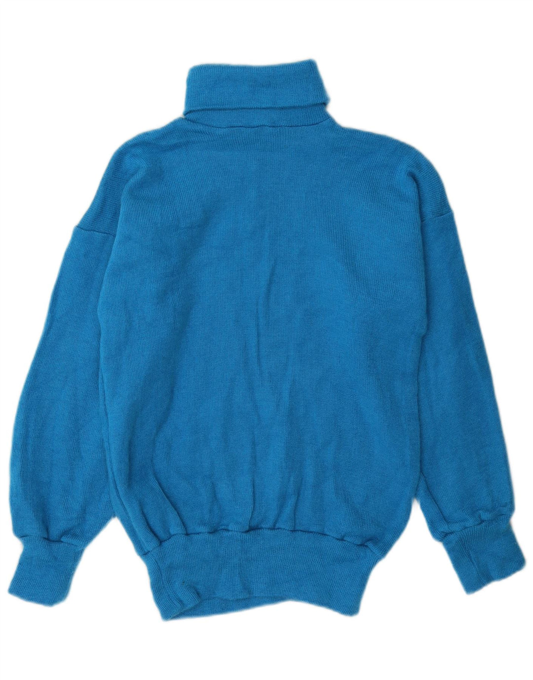 Vintage mujer rollo cuello jersey suéter Reino Unido 14 azul medio