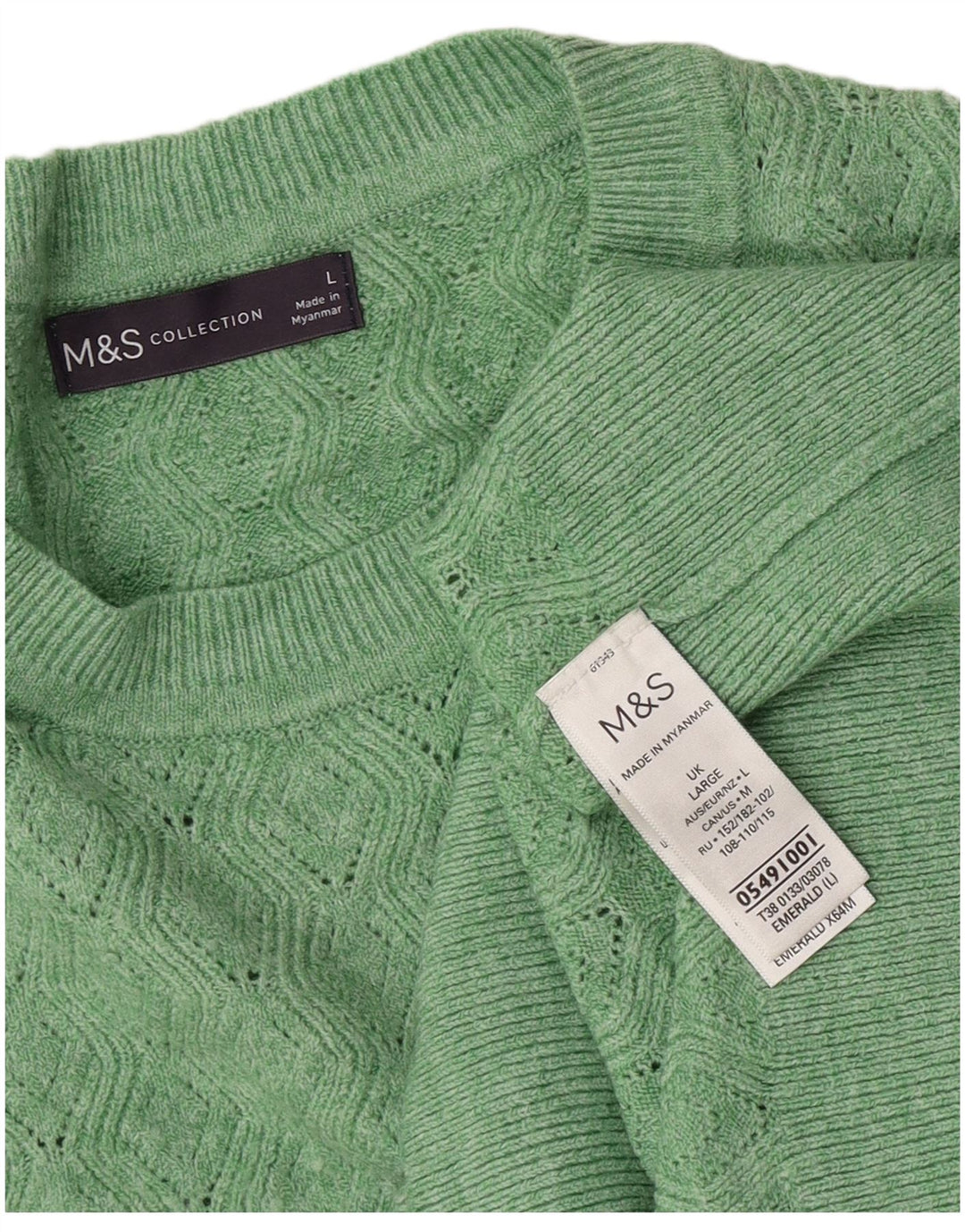 Marks & Spencer Jersey de cuello redondo para mujer UK 46 Poliéster verde grande