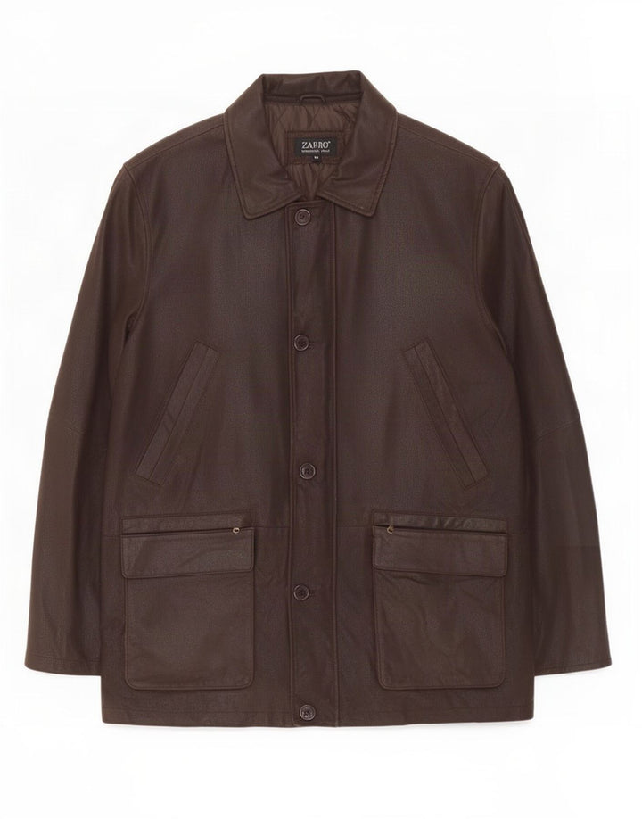 Zarro Abrigo cortavientos de cuero para hombre IT 54 2XL Marrón