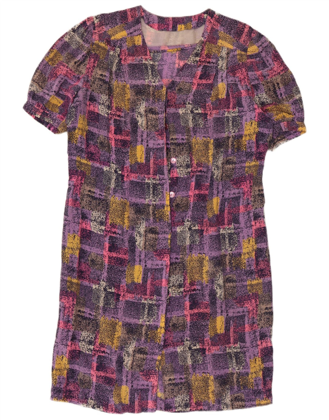 VINTAGE Vestido recto para mujer Reino Unido 16 Gran cheque multicolor