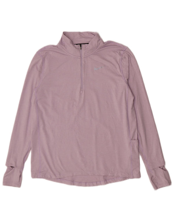Nike Mujer Zip Neck Running Top Manga Larga UK 44 Mediano Púrpura Deportes