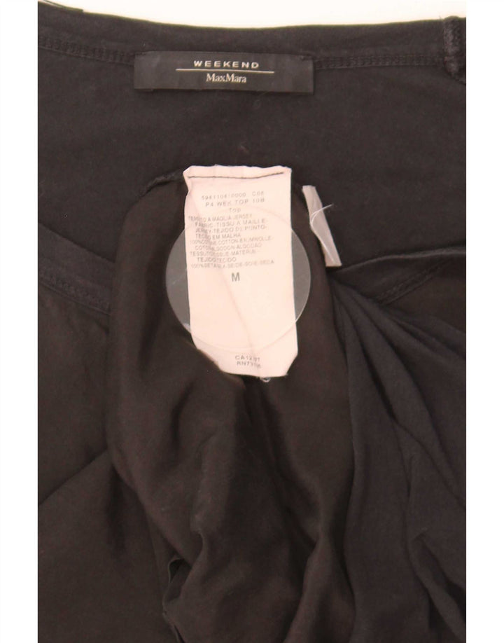 Max Mara Camiseta de fin de semana para mujer Top UK 12 Medium Black Cotton