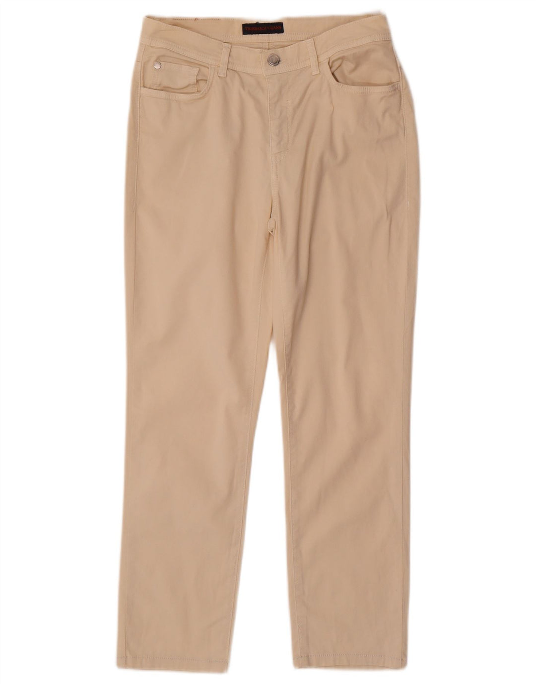 Pantalones Trussardi Mujer Slim Cropped IT 42 Medium W28 L25 Algodón Beige