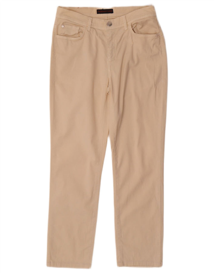 Pantalones Trussardi Mujer Slim Cropped IT 42 Medium W28 L25 Algodón Beige