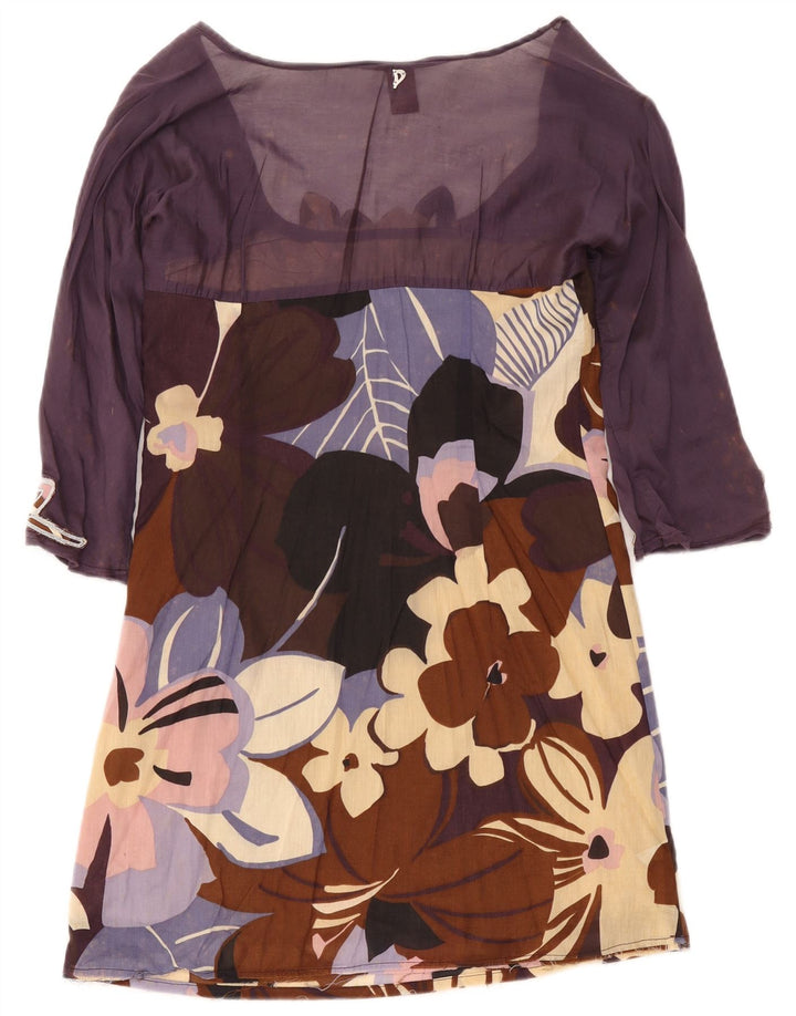 Dondup Vestido recto de manga 3/4 para mujer IT 44 Medium Multicolor Floral
