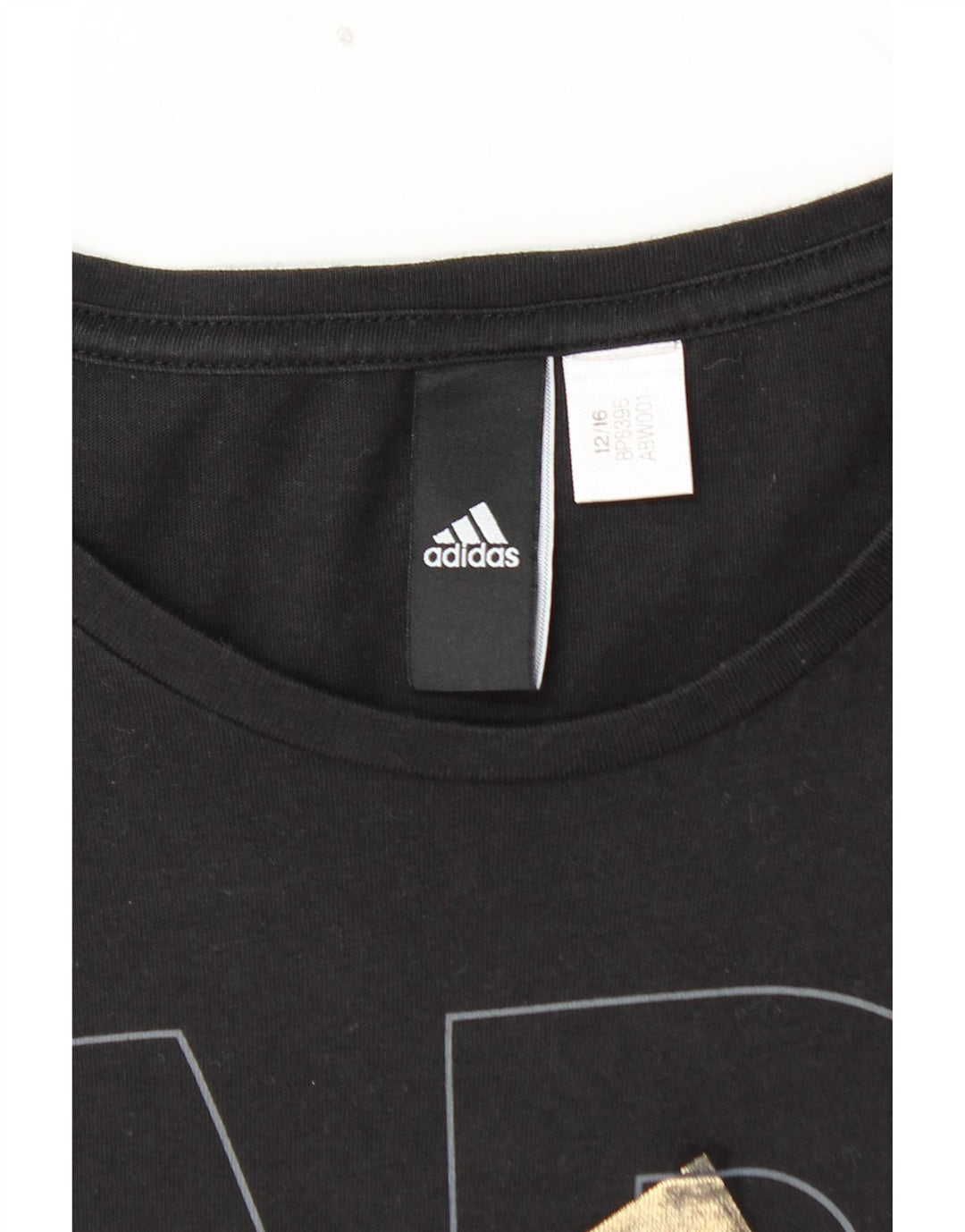 ADIDAS Camiseta gráfica para mujer Top UK 12 Mediano Negro