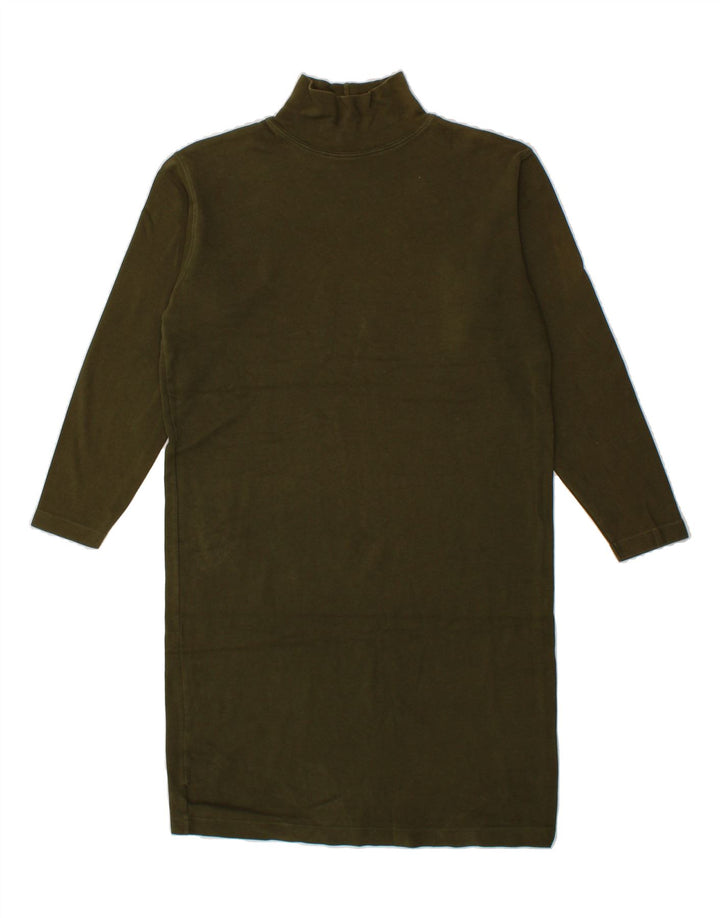 J. CREW Womens Longline Turtle Neck Jumper Sweater UK 14 Medium Khaki Vintage J. Crew and Second-Hand J. Crew from Messina Hembry 