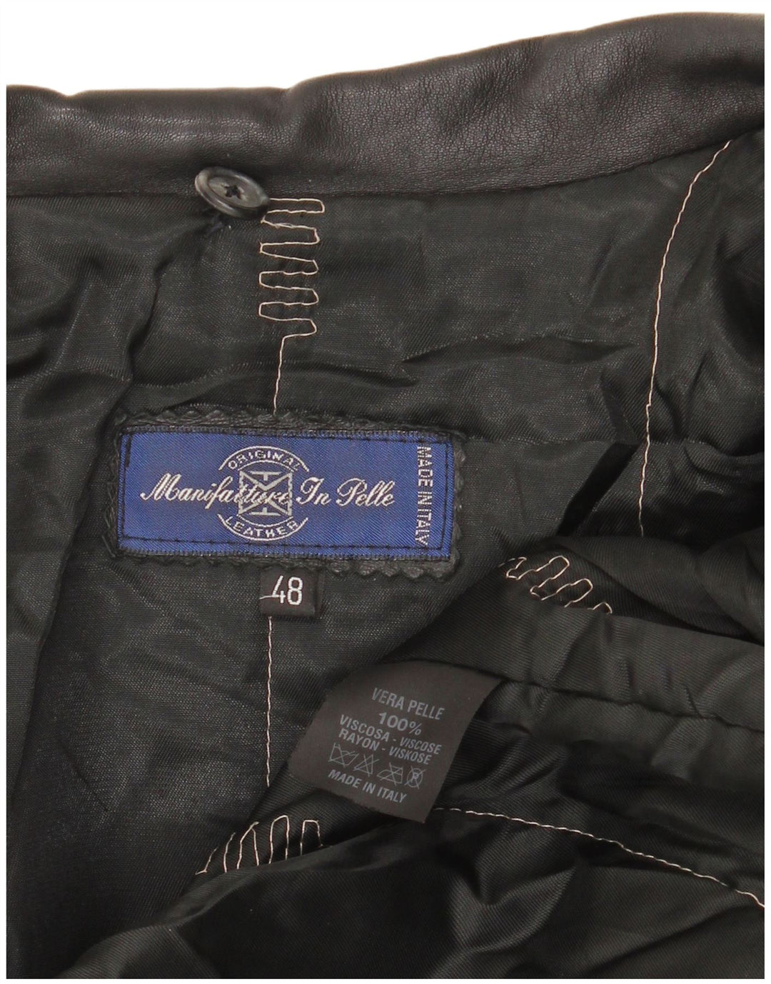 Vintage mujer abrigo de cuero de gran tamaño IT 48 XL cuero negro