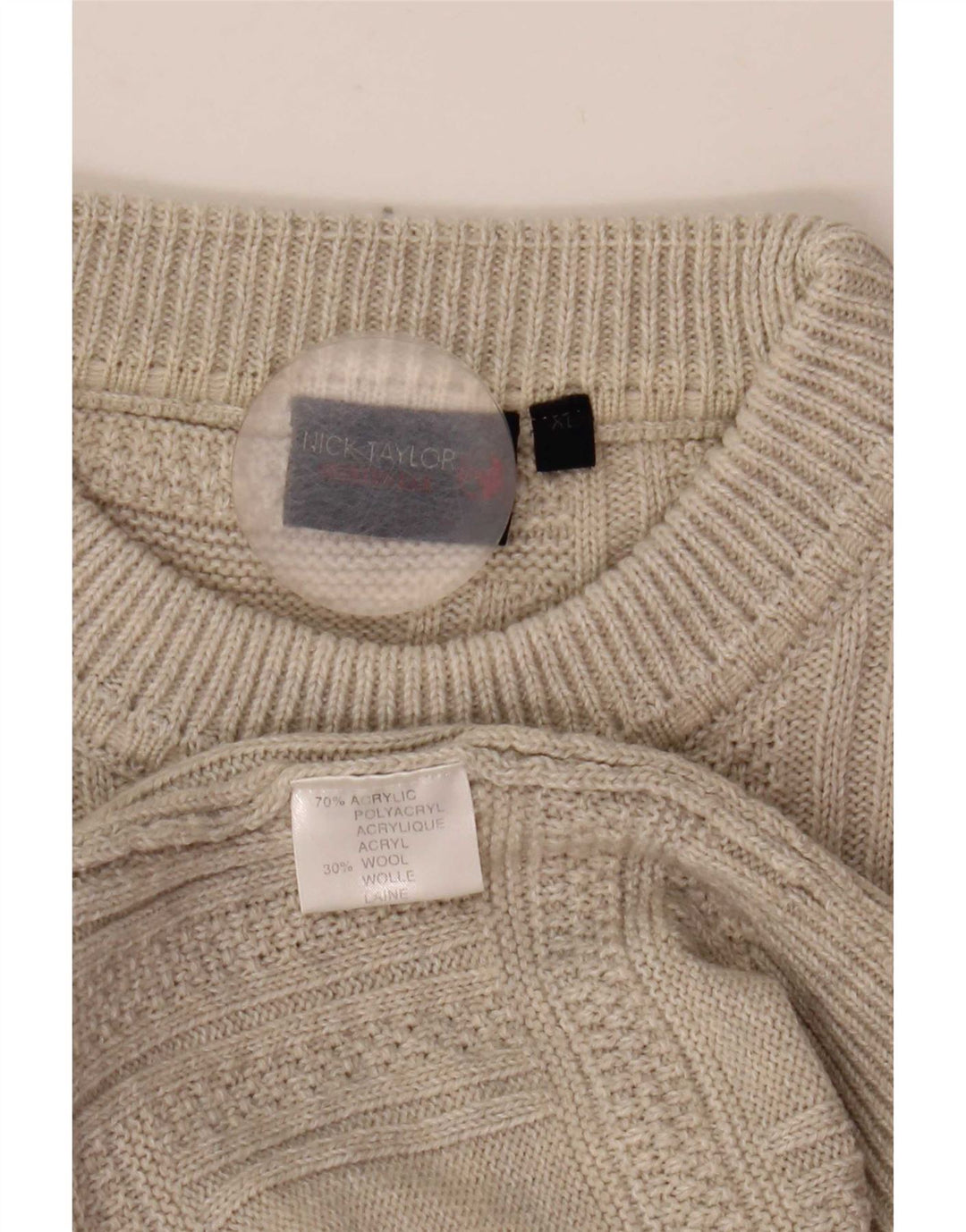 Nick Taylor - Jersey de cuello redondo para hombre, talla XL, acrílico gris