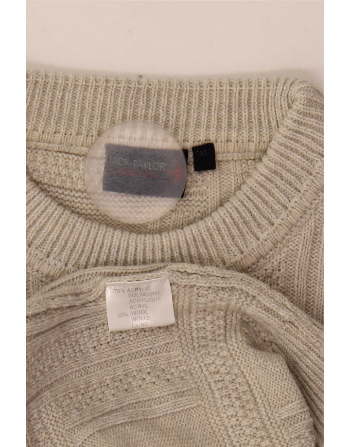 Nick Taylor - Jersey de cuello redondo para hombre, talla XL, acrílico gris