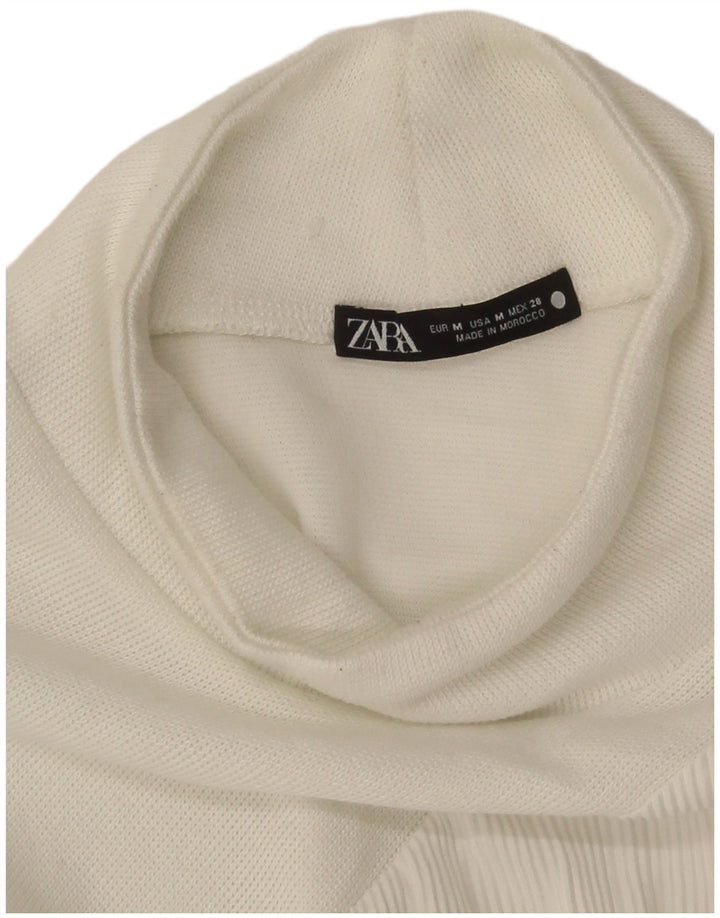 Zara Mujer Vestido Jersey UK 44 Mediano Blanco