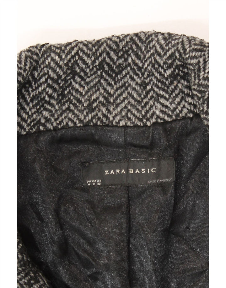 Zara Mujer Abrigo UK 44 Gris Medio Espiga