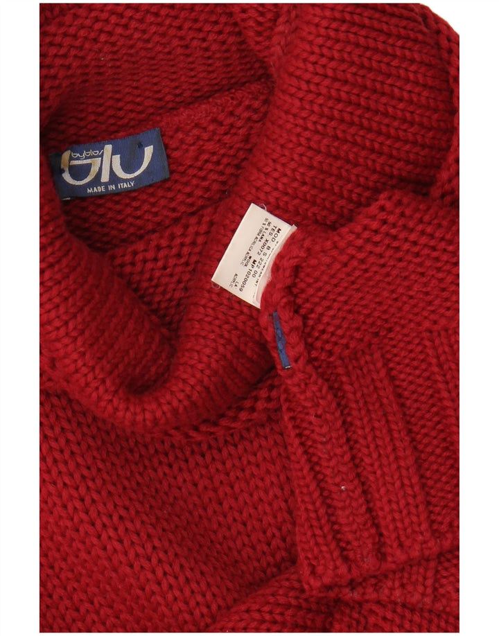 BYBLOS Suéter tipo jersey con cuello vuelto para mujer UK 12 Lana mediana burdeos