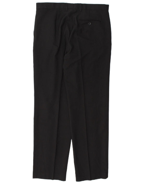 Marks & Spencer Pantalón de traje con pinzas para hombre W36 L33 Poliéster negro