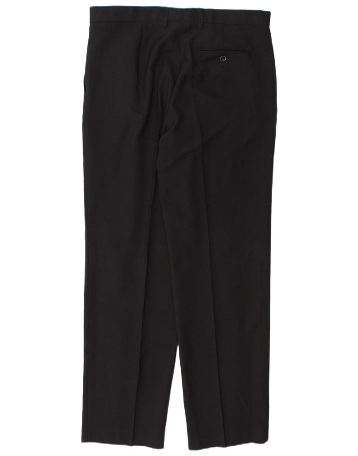 Marks & Spencer Pantalón de traje con pinzas para hombre W36 L33 Poliéster negro