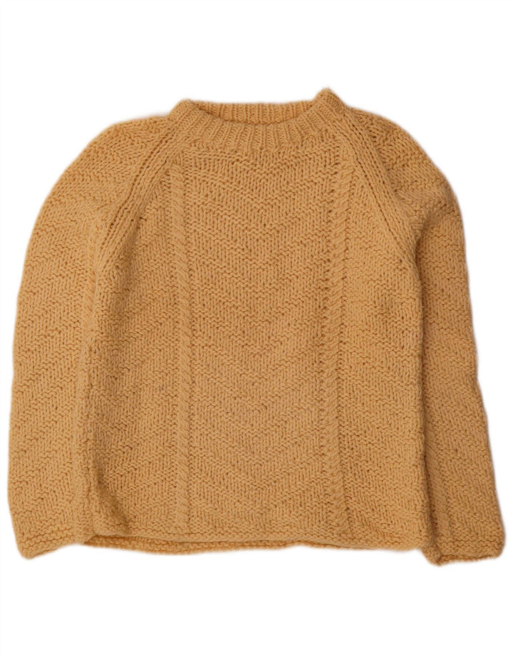 Vintage mujer cuello redondo jersey suéter IT 42/44 lana beige medio