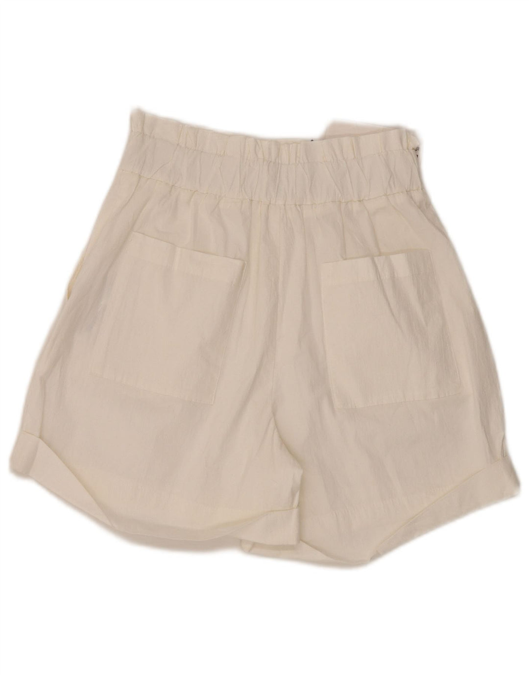 Zara Mujer Pantalones Cortos De Tiro Alto Mediano W28 Blanco Algodón