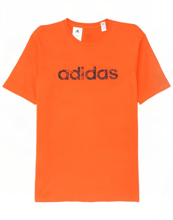 Adidas Boys Graphic T-Shirt Top 15-16 Years Orange Cotton