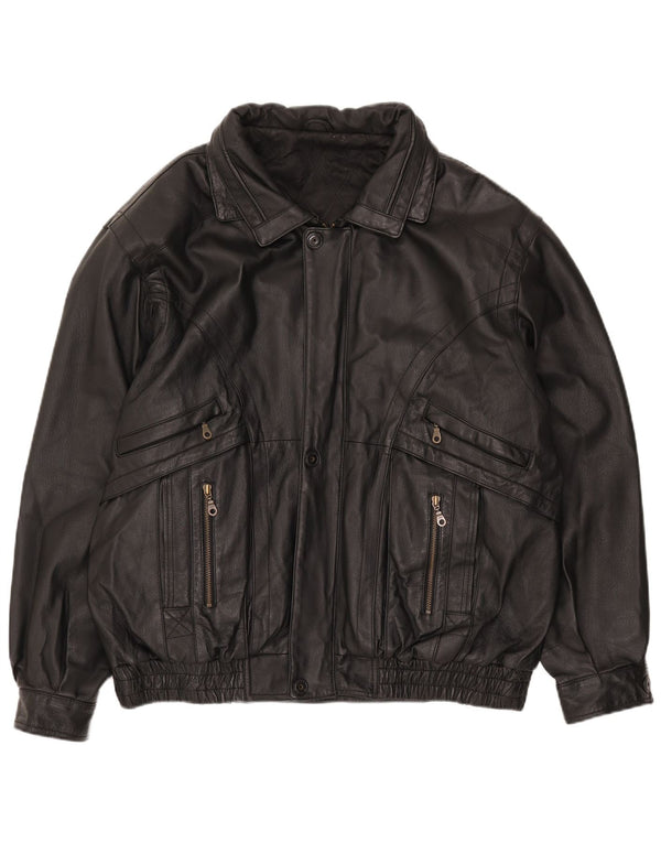 Canda Chaqueta de cuero para hombre UK 40 Large Cuero negro