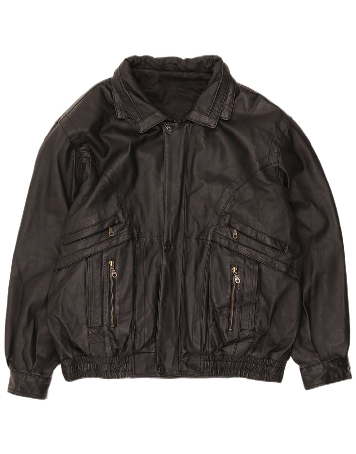 Canda Chaqueta de cuero para hombre UK 40 Large Cuero negro