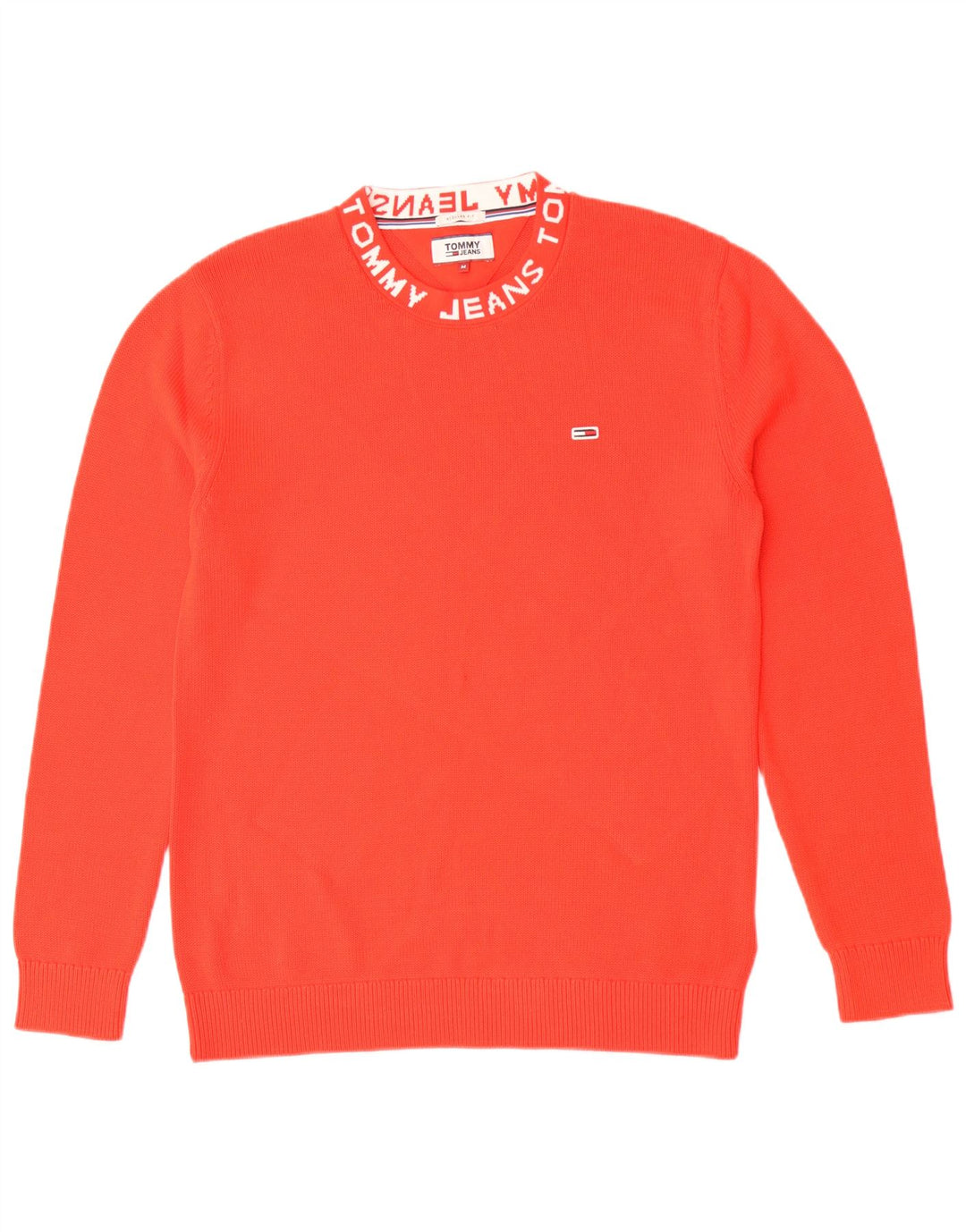 Tommy Hilfiger Suéter tipo jersey con cuello redondo y corte regular para hombre, color rojo medio
